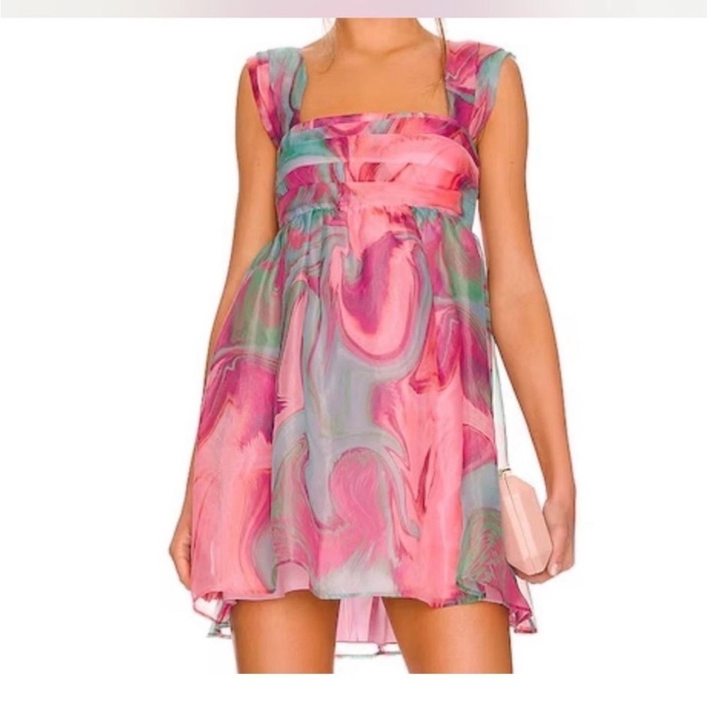 Amanda Uprichard Chiffon Cindylou Mini Dress in Mystic